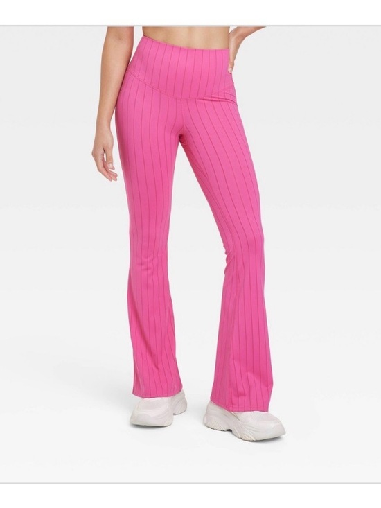 JoyLab Pants - Joylab High-Waist Pink Flared Ribbed Active Pants Size Large